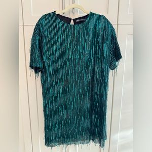 Zara green sequined dress size xl